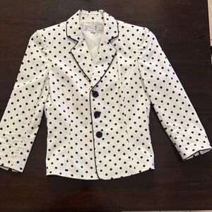 Polka Dot Blazer with Black Trim